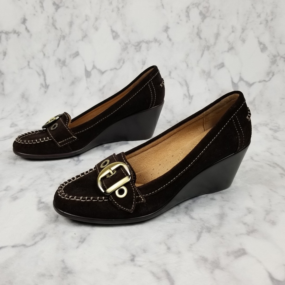 Naturalizer Brown Wedge Sandals with Buckle size 8